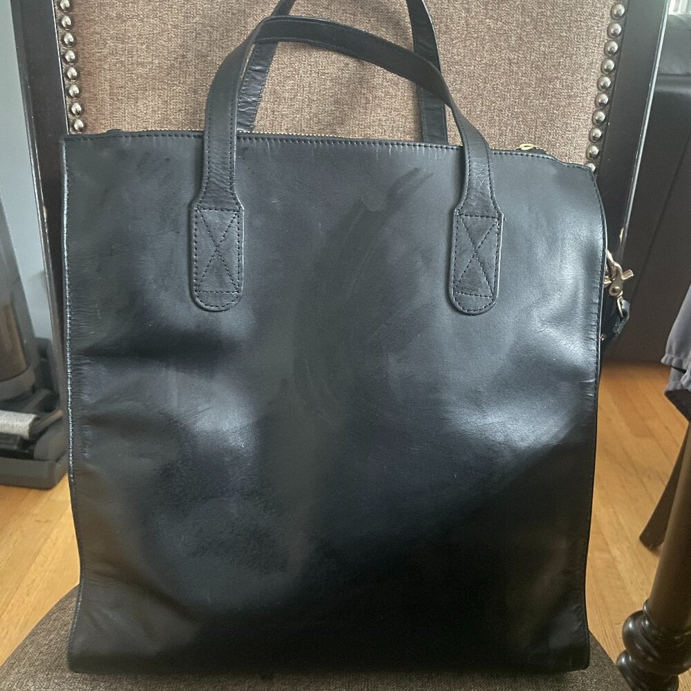 Erin Condren black leather bag